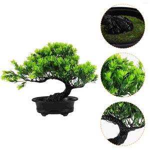 Dekoratif çiçekler minyatür bebek evi bitkileri saksı Japon çamı yapay bonsai ağacı küçük sahte