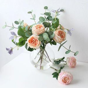 Fiori decorativi Rose artificiali Blossom realistici Real Touch Silk Rosa Singola Finole Flower STEM Long per arredamento per matrimoni da sposa domestico