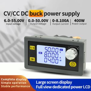 DC DC Buck Boost Converter CC CV 0-50V 8.1A 400W Power Module Justerbar Reglerad laboratoriekraftförsörjningsvoltmeter Ammeter