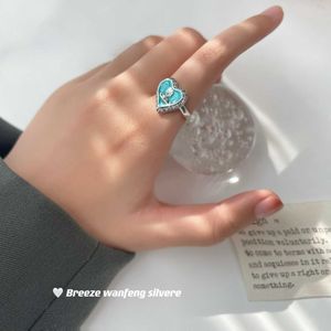 Varumärke S925 Sterling Silver Westwoods Love Saturn Ring med högkvalitativ design Womens Blue Emamel Nail