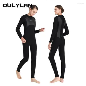 Kvinnors badkläder ouylan 3mm Neopren Wetsuit Kvinnor Back dragkedja full kropp termisk jumpsuit långärmad UV -skyddsvattenssporter