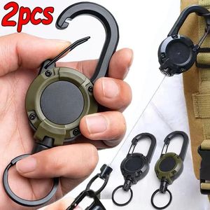 12pcs Heavy Duty Retractable Pull Ladges Abzeichen ID Reel Carabiner Schlüsselkette Stahldrahtschnallen Schnalle Halter Outdoor -Schlüsselbundwerkzeuge 240523