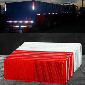 Truck Trailer Rectangle Plastic Reflector Reflective Tape Adhesive Auto Safety Night Warning Plate Stickers Car Accessories 8pcs