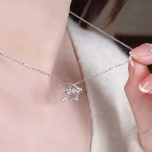 Pendanthalsband 1st Y2K Star Zircon Pendant Halsband Lämplig för kvinnor Luxury Sweet Cool Girl Punk Heart Clavik Chain New Fashion Jewelry Party Gift D240525