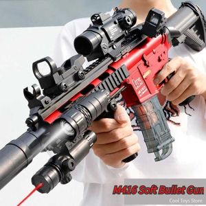 Waffe Toys Toy Boy Boy Gun M416 Spielzeuggewehr Scharfschütze Soft Bullet Manual Launcher Foam Darts Sprühpistolen Childrens Shooting Game T240524