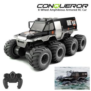 Q137 8WD RC Araba 2.4G Amfibi 8 Tekerlekten Çıkarma Kamyonu Yol Su Geçirmez Zırhlı Araçlardan Tırmanıyor Çocuk Oyuncakları