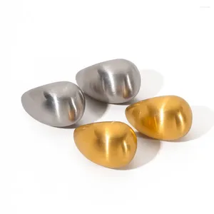 Stud Earrings Brushed Stainless Steel Drop Hoops 18K Real Gold Plated Hypoallergenic Trendy Waterproof Jewelry For Girls Women