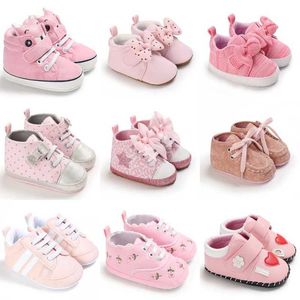 First Walkers Pink baby shoes princess fashion sports shoes baby and toddler soft soles non slip first walker 0-1 year old baby Christmas shoes d240525