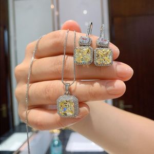 مختبر قيمة Topaz Diamond Jewelry Set 925 Sterling Silver Engagement Rings Netlace for Women Bridal Promish Gift Ocroa