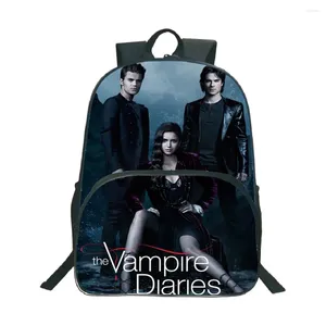 Zaino di alta qualità The Vampire Diaries School Bags Movies Stamp Adolescenti Zassette ragazzi ragazze da viaggio da viaggio