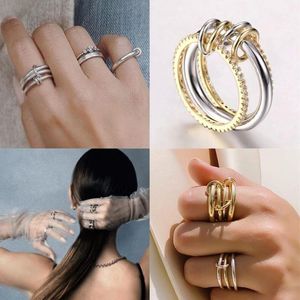 2024 Designer Halley Gemini Band Rings Spinelli Kilcollin helt ny lyx Industrial Wind Jewelry Gold 925 Sterling Silver Multiple Ri Tkmb