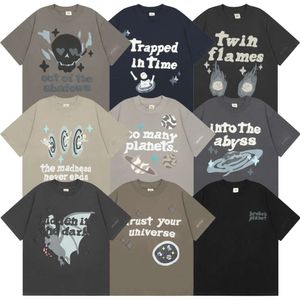 Trasig Planet Market Cartoon Skull Foam Tryckta herr- och kvinnors runda hals Lossa kortärmad t-shirt Trendig etikett
