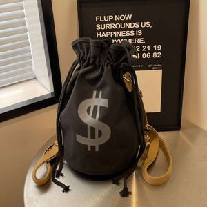 Плековое плечо в Instagram повседневная большая мощность Canvas Bag Модная многофункциональная сумка для денег с водой. Один плечо рюкзак