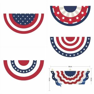 Banner Flags Usa Pleated Fan Flag Patriotic Decorations For Memorial Independence 4Th Of Jy National Day Red White Blue Decor Drop D Dhgli