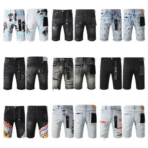 Fioletowa marka dżinsów szorty projektant mens fioletowe dżinsy szorty hip hop swobodny krótkie kolano długości dżinsowe odzież 28-40 Rozmiar Wysokiej jakości szorty dżinsy regularne spodnie krótkie
