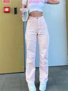 Frauen Jeans Fashion Pink Basic Women Hohe Taille Baggy Jeans Hosen lässige Straße Hosen Ästhetische Mutter Vintage Cyber Y2K Streetwear