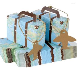 Подарочная упаковка 5/10pcs Vintage Suitcase Paper Candy Boxes Самолеты Air Mail Подарки Упаковка для путешествия тема свадебной вечеринки по случаю дня рождения декор.