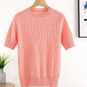 Designer Sommer neuer Stil Buchstaben Mode ausgehöhltes Pullover Pullover Casual Bluse Eis rundes Hals dünne Kurzärärmel Mode, Größen-XL