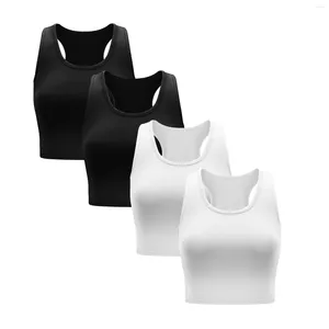 Kvinnors tankar Crop 4 Tank Tops Pieces Blus Sport ärmlös väst