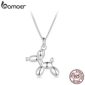 Hänge halsband bamoer 925 sterling silver söt ballong hund hänge halsband platina galvaniserad halsband kvinnors födelsedagspresent d240525