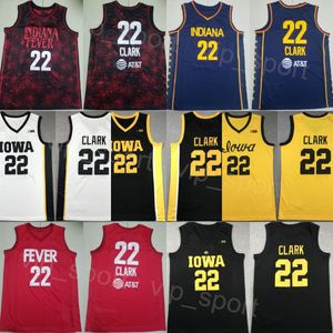 マンズカレッジ22ケイトリンクラークバスケットボールジャージインディアナフィーバーシャ​​ツ24 25ユニバーシティネイビーブルーホワイトブラックレッドチームアイオワホークアイ