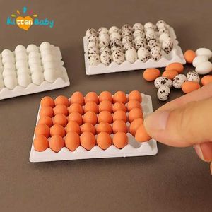 Kitchens Play Food Mini food toy mini egg with tray model suitable for 1/12 doll house kitchen accessories children pretend to play DIY furniture toys d240527