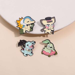 Hot Selling Pet Sprite Series Cartoon Anime Badge Söt liten sköldpadda växtformad rolig brosch