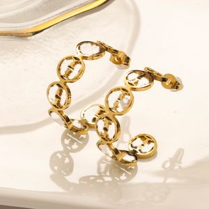 Серебряные серьги 18K золотые дизайнеры бренда мода винтажные деликатные простые D Женщины Crystal Pearl Geometric Sergring для свадебной вечеринки ювелирная годовщина