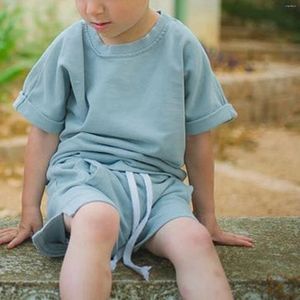 衣類セット幼児の男の子の夏の服の服を服用したシリーズクルーの首の泡スリーブTシャツ弾性ウエストショーツスーツカジュアルベイビー