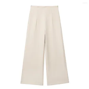 Women's Pants UNIZERA2024 Summer Product Fashion Retro Loose High Waist Casual Versatile Simple Wide Leg And Ankle