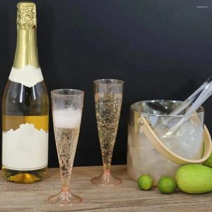 Kubki jednorazowe słomki 10pcs 4,5 unz/135 ml szampana flet gospodarstwa domowego szczupłe z złotymi cekinami koktajlami antypoślizganymi wina