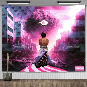 Lil Uzi Posters Vert Pink Tape Music Álbum Wall Art Tapestry Meme American USA Flag Backbrons Backdrops Y2K Tapeçaria estética
