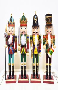 4 PCSSET 30cm木製のくるみ割り人形ドールソルジャーヴィンテージハンドクラフトパペット装飾的な装飾装飾クリスマスギフト1361771