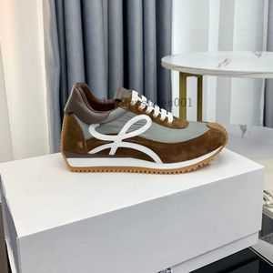 Luxury Men's and Women's Casual Shoes Nylon Suede Lace-Up Flow Runner Sneakers Soft Uppers Honey Rubber Wavy Soles Curve Sneakers Storlek 35-45 5.23 03