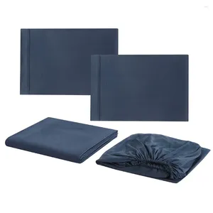 Bettwäsche -Sets 2024 Navy Solid Color Simple Series Sheets Bett Kissenbezug vier hochwertige weiche Weiche an Touch L606