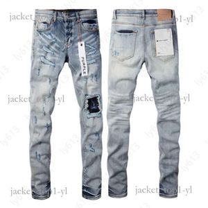 Designer lila jeans jeans män denim byxor ruin hål byxor höjd av kvalitet broder lila nödbiten rippad cyklist svart blå jean mens kläder lila 1d65