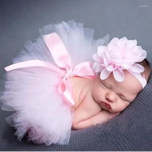 Zestawy odzieży Urodzone niemowlę ubrania Baby Girl Flower Pałąk siatka suknia balowa tutu spódnice