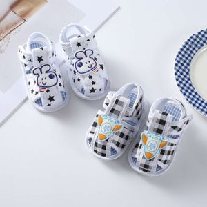 Baby Boys Summer Infant Cotton Shoes Soft Bottom Walkers First Cartoon Pattern Indoor Sandals L2405