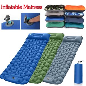 Inflatable Camping Mattress Ultralight Air Mattresses Foldable Single Camp Sleeping Pad Outdoor Bed Pillow Cushions 240522