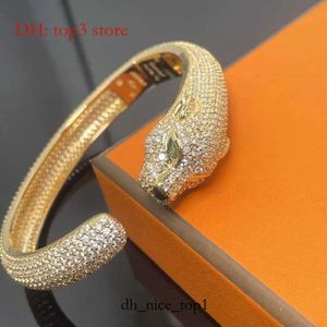Cart Bracelet For Women Luxury Jewelry Inlaid With Diamond Leopard Head Bracelet Green Eye Full Diamond Leopard Bracelet Material 6964 6354