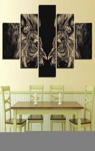 Pictures de arte de parede de lona Decoração de cozinha de cozinha 5 peças Florest Animal Lion Sala de estar HD Posters impressos Pintura5849714