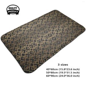 Carpetes Padrão Geométrico de Luxo (preto e dourado) 3D Soft não deslizamento Tapete de tapete Diamantes de almofada de tapete