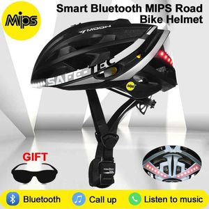 Велосипедные шлемы светодиодные светильники на велосипедных мышцах MIPS Anti-Collision Safety Bike Muscle Bluetooth-мышцы с приверженной велосипедной шляпой Q240524