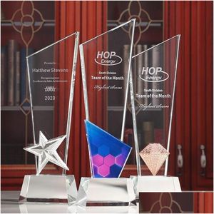 Dekoratif Nesneler Figürinler Kristal Kupa Özel Renk Baskı Bir Ödül Ödül Sporları Film Teslimat Ev Dekorati Dhoaw adına