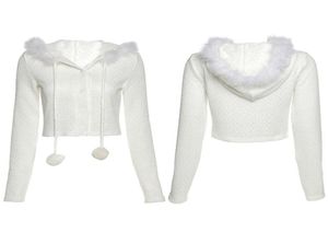 Women039s Jackets Mulheres Manga Longa Cardigan Cardigan macio macio de retalhos Pompom Sweater Casat Casal Slim White Knitwear C4399696