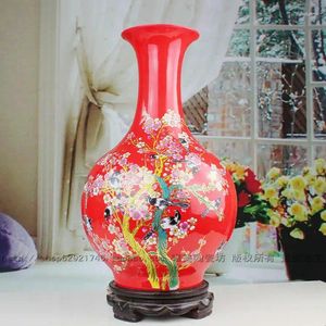 Vaser Jingdezhen porslin vas kinesisk röd ros flaska de keramiska möbler artiklar