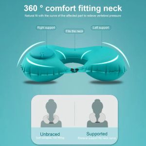 Neck Pillow Waterproof Built-in Pump Fatigue Relief Outdoor Traveling Car Airplane Inflatable Neck Pillow for Daily Use