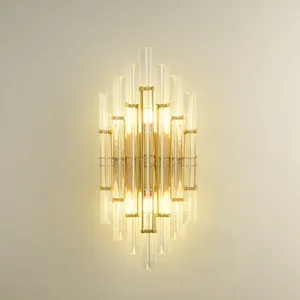 Lampa ścienna nowoczesne luksusowe kryształowe światło nordyckie złote schody LED sypialnia salon wystrój oświetlenie oświetlenie Wandlamp