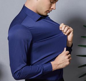 MEN039S платье рубашки мужчина дизайнер с длинным рукавом классическая мода сплошная растяжка неайна Smart Casual Formal Slim Fit Office1154533