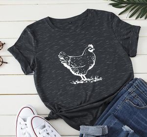 Women Thirt da 100cotton Cartoon Funny Chicken Stampa di base Tees Harajuku Topsonde a maniche corte Oversize Tops Ladies Streetwear Tshirt9405281